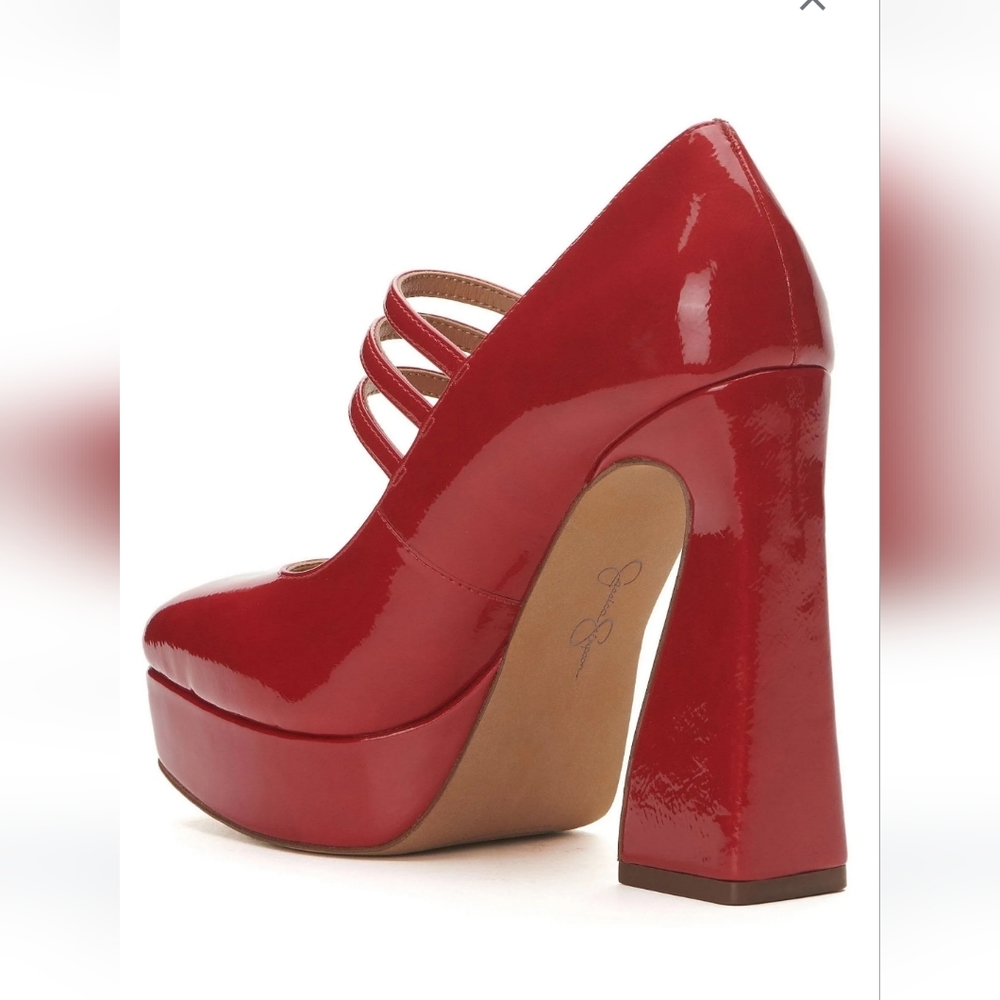 Brand New Jessica Simpson Red Patent Platform Mary Jane Heels Shoes 8 - Picture 2 of 13